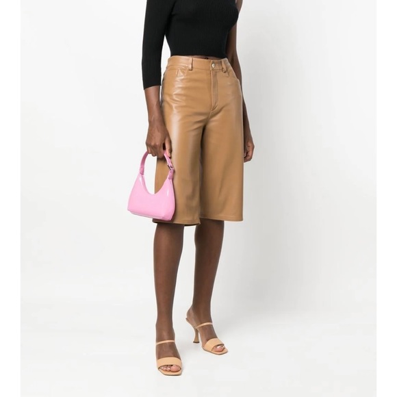 NEW BY FAR Baby Amber Patent Leather Shoulder Bag in Flamingo Pink - Picture 2 of 16